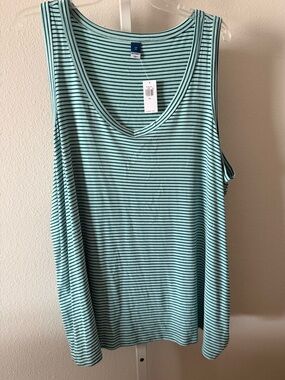 BWT-Old Navy Luxe  Mint Green Striped Sleeveless V-Neck Tank Top